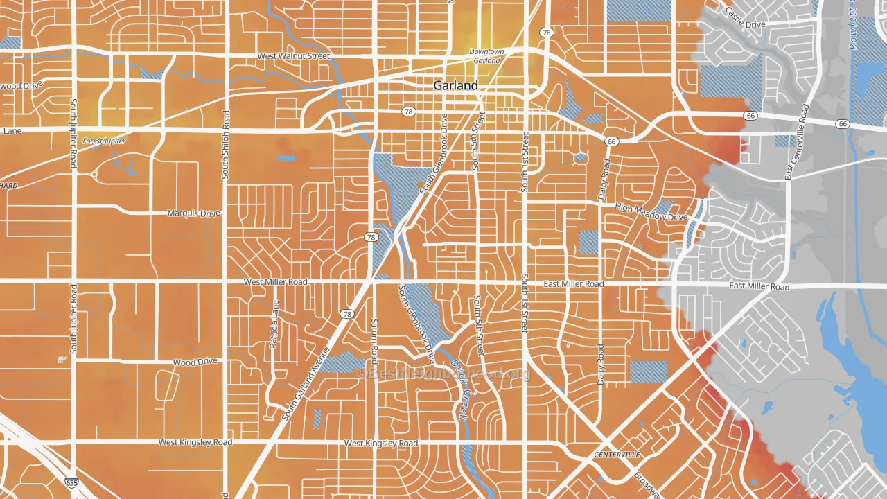 Transit Grade map of Chandler Heights, Garland, TX