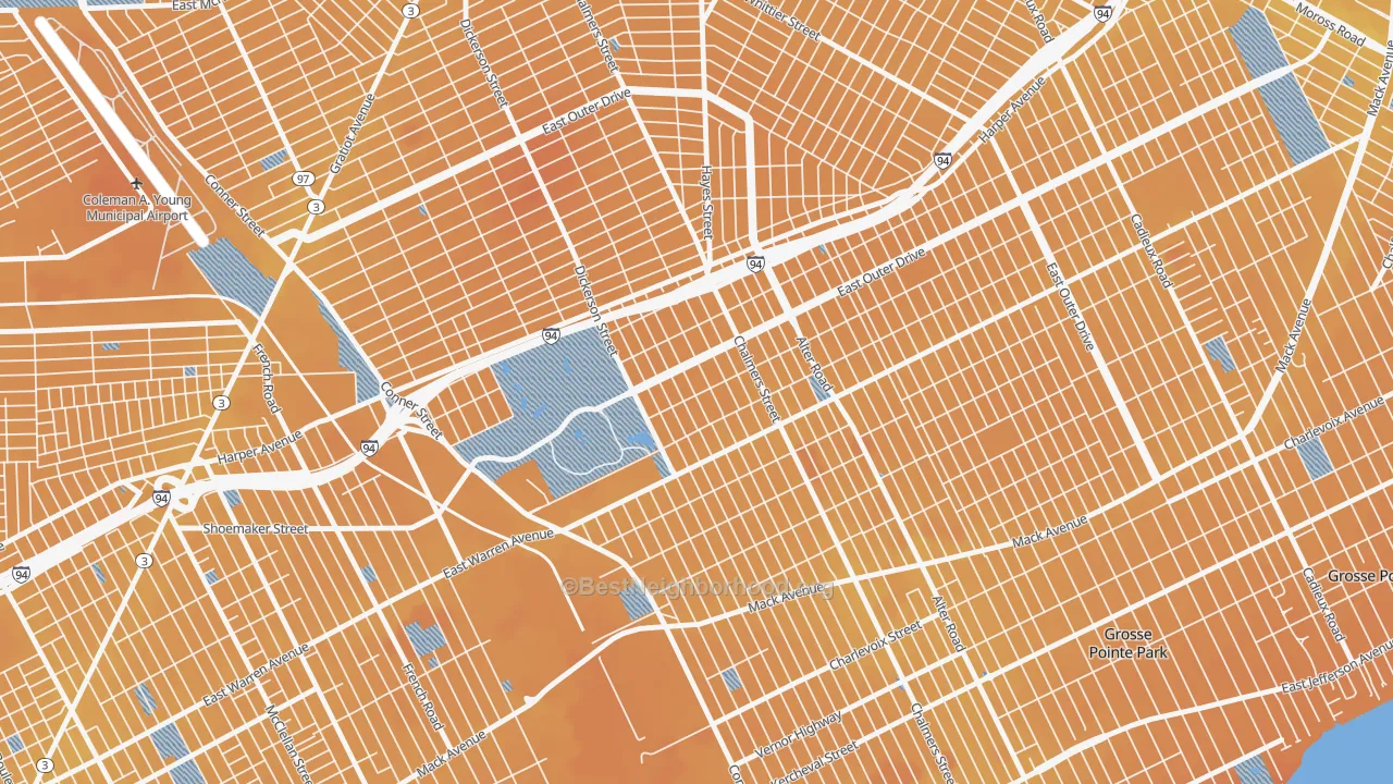 Transit Grade map of Chandler Park, Detroit, MI
