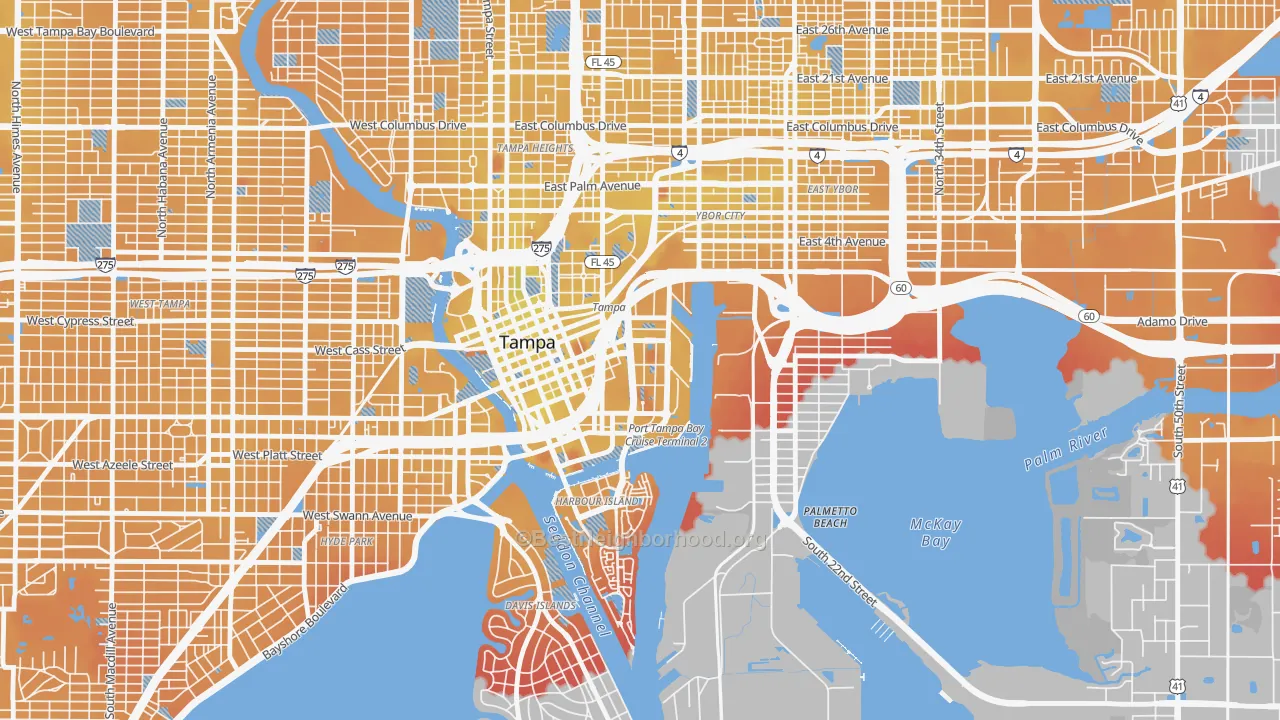 Transit Grade map of Channelside, Tampa, FL
