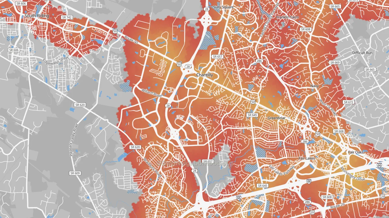 Transit Grade map of Chantilly, VA