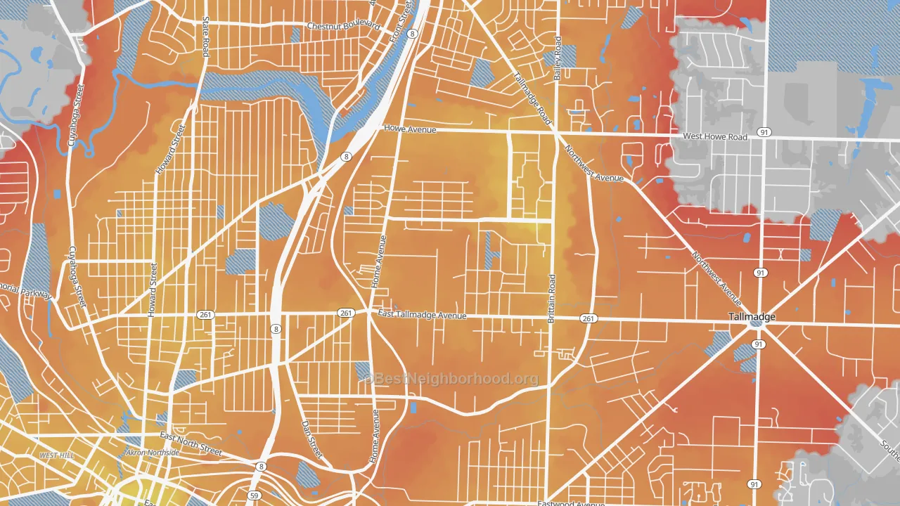 Transit Grade map of Chapel Hill, Akron, OH