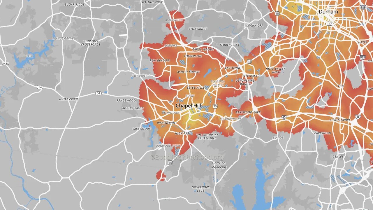 Transit Grade map of Chapel Hill, NC