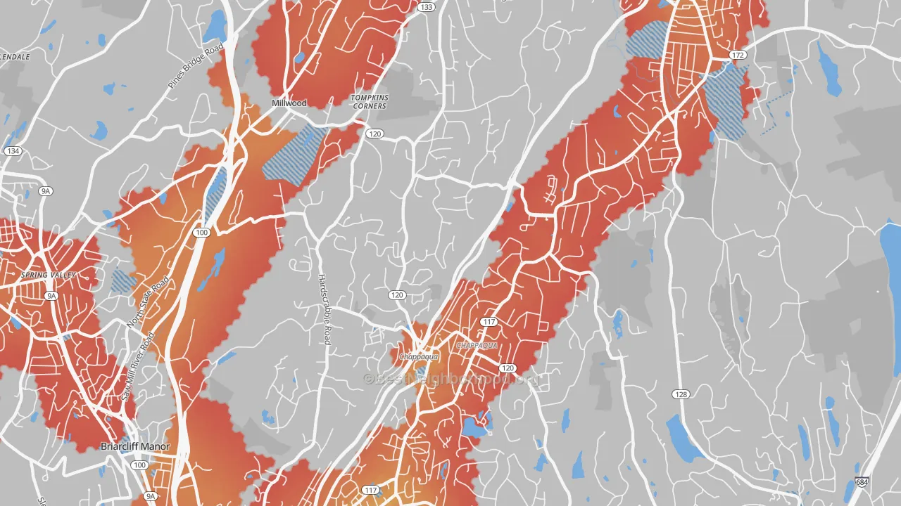 Transit Grade map of Chappaqua, NY