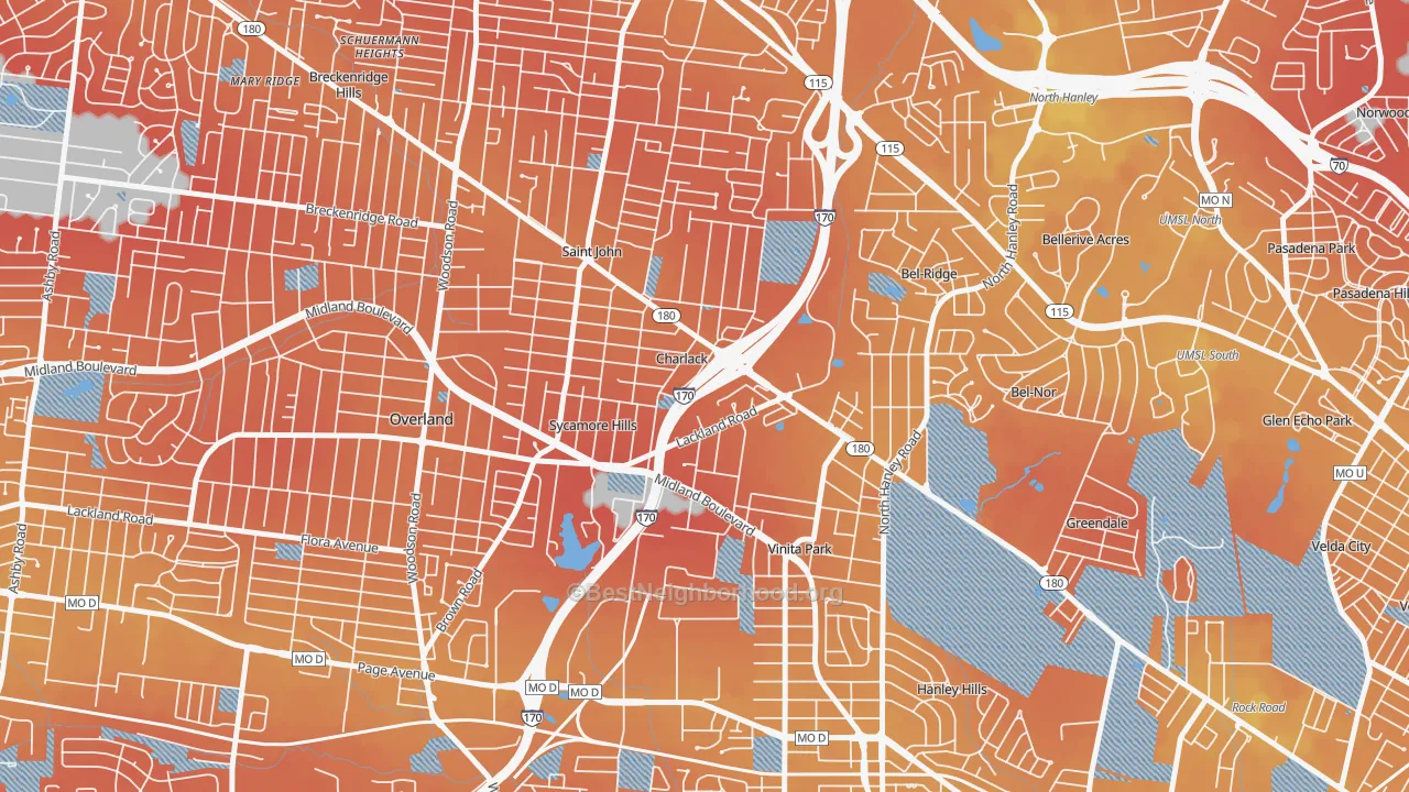 Transit Grade map of Charlack, MO