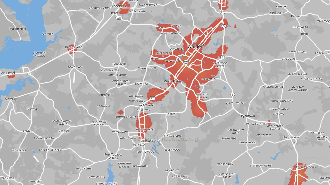 Transit Grade map of Charles County, MD