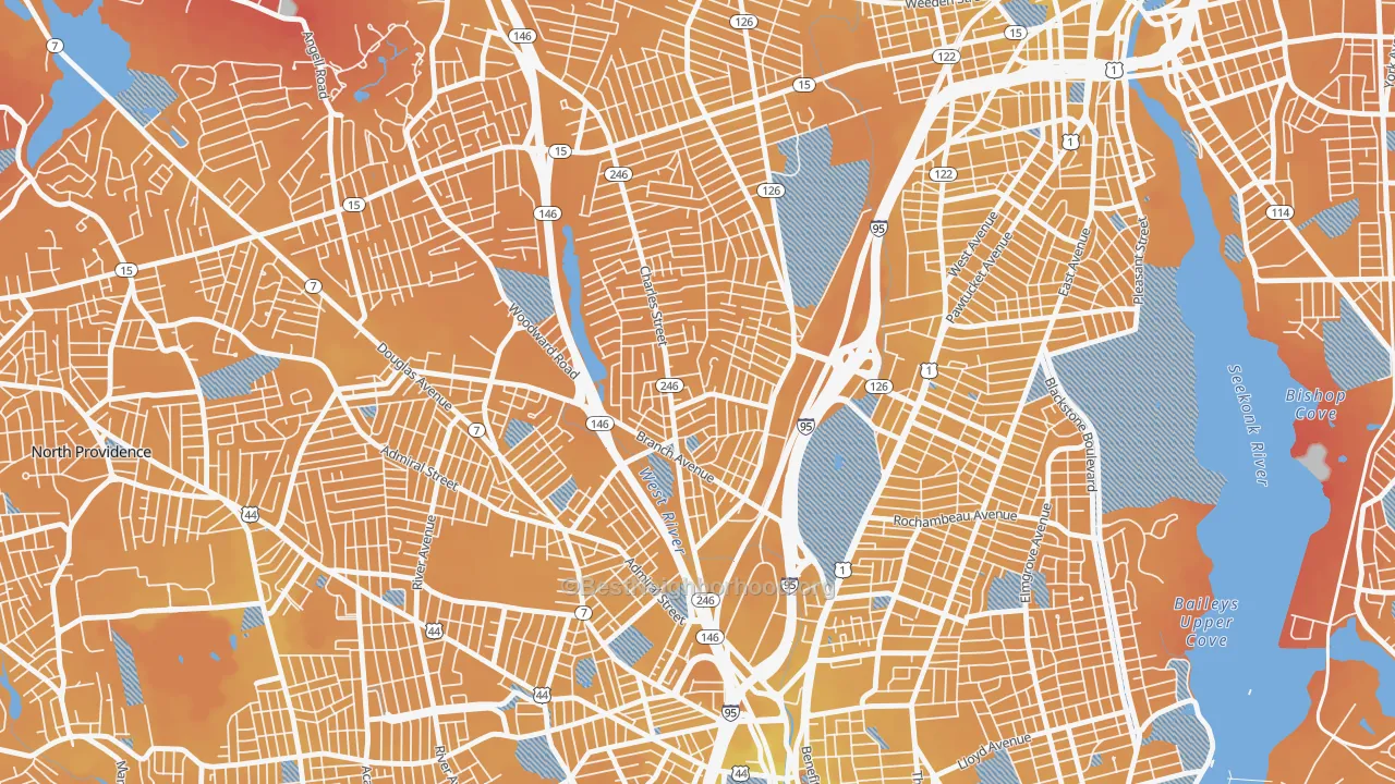 Transit Grade map of Charles, Providence, RI