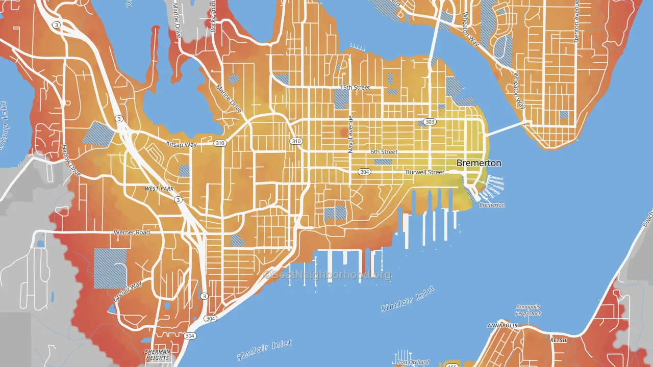 Transit Grade map of Charleston, Bremerton, WA