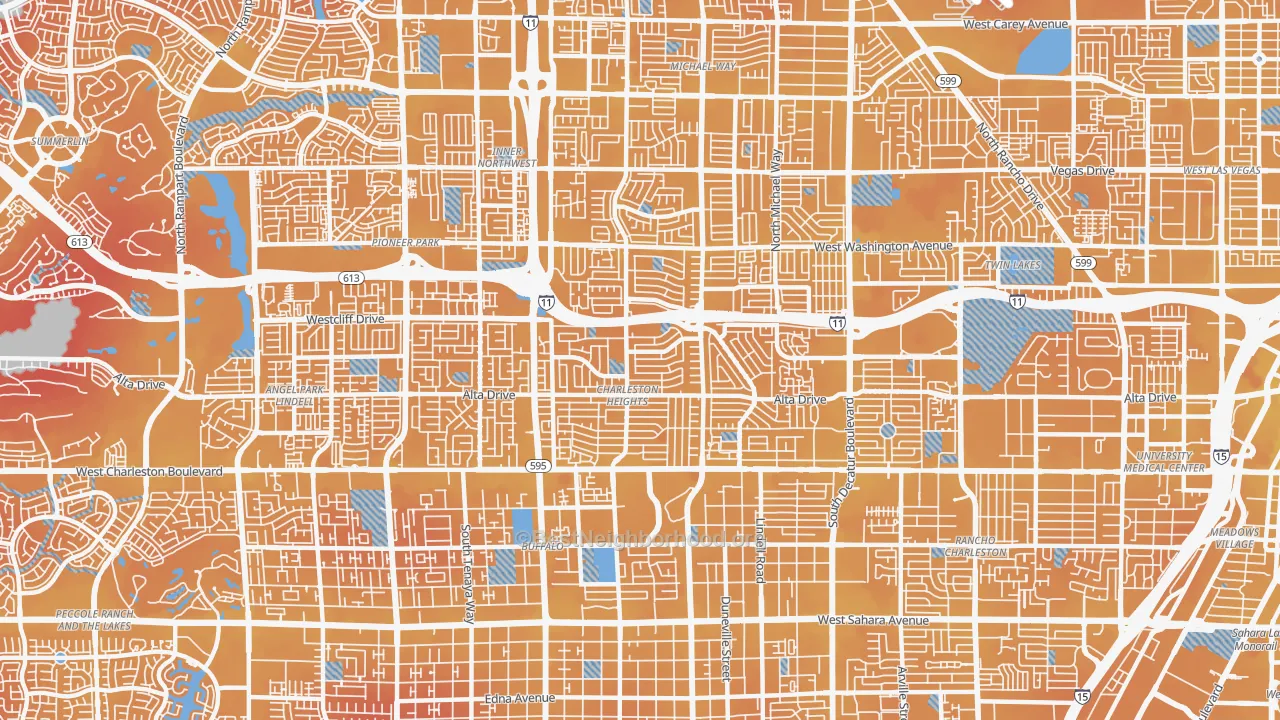 Transit Grade map of Charleston Heights, Las Vegas, NV