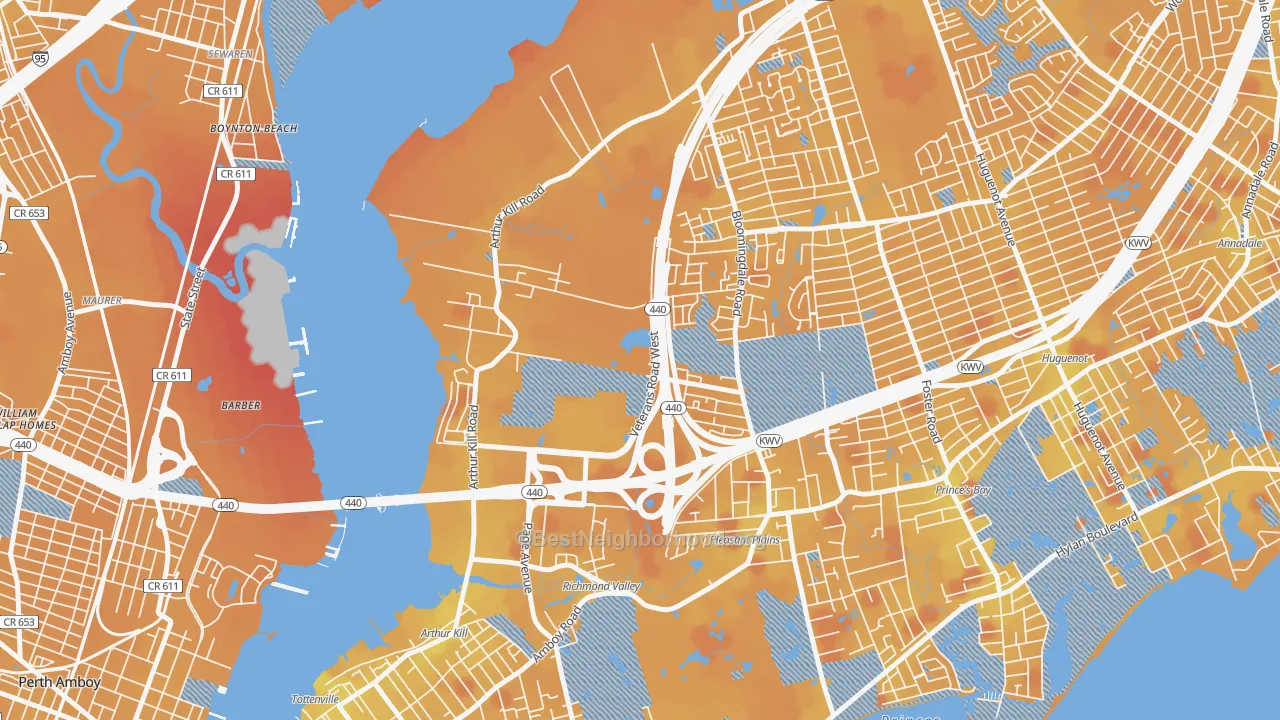 Transit Grade map of Charleston, Staten Island, NY