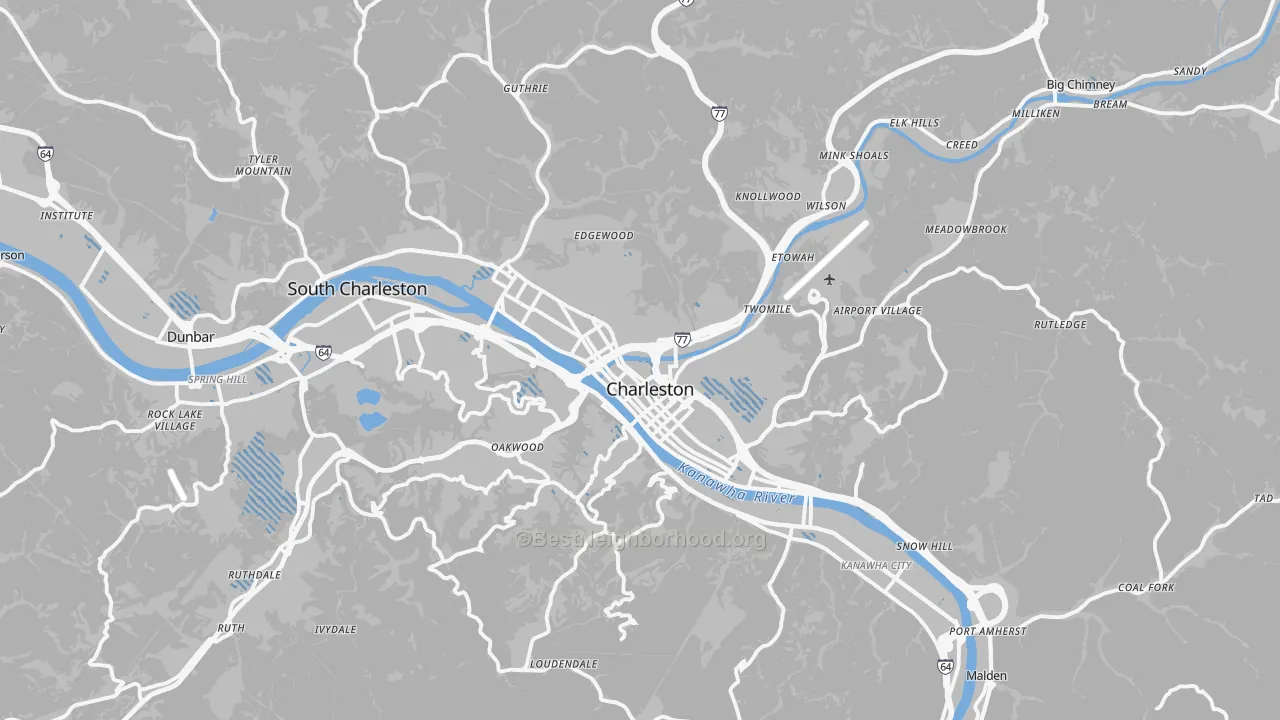 Transit Grade map of Charleston, WV