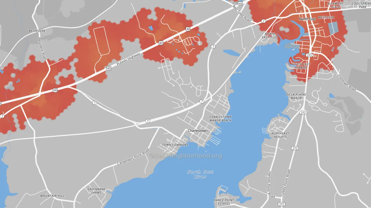Transit Grade map of Charlestown, MD