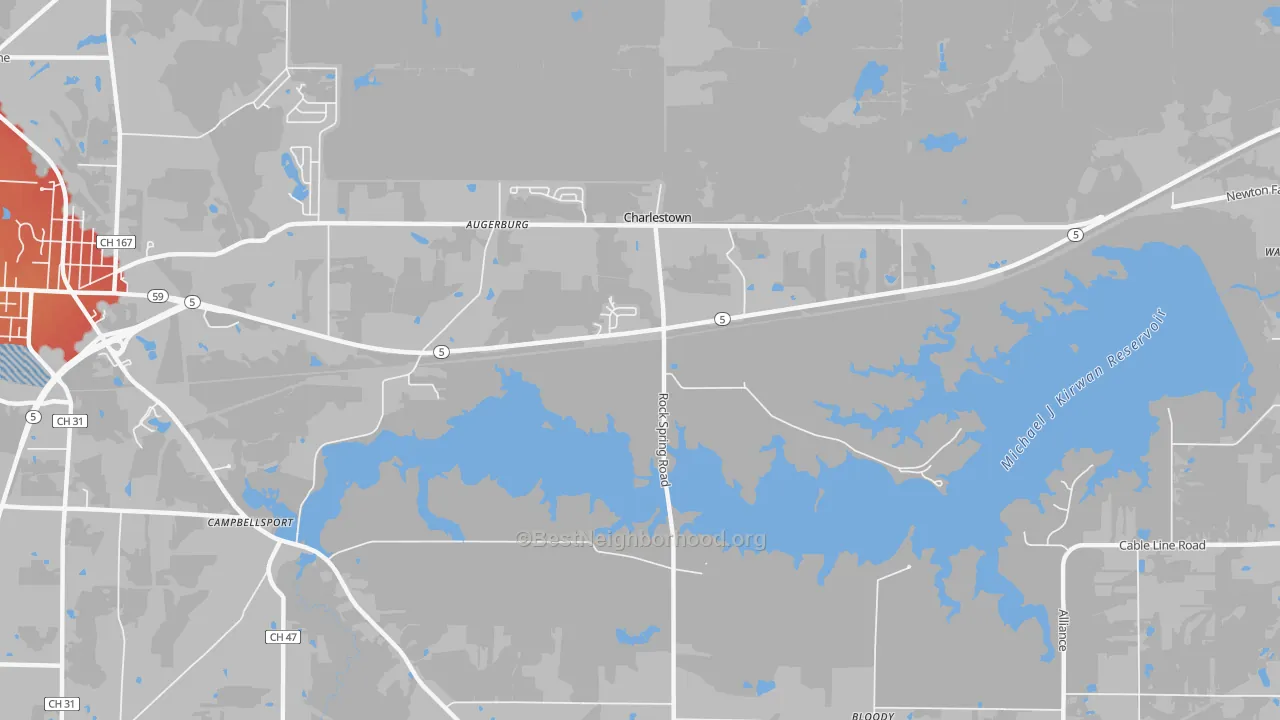 Transit Grade map of Charlestown, OH