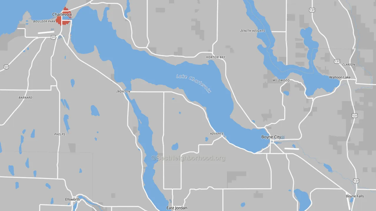 Transit Grade map of Charlevoix County, MI