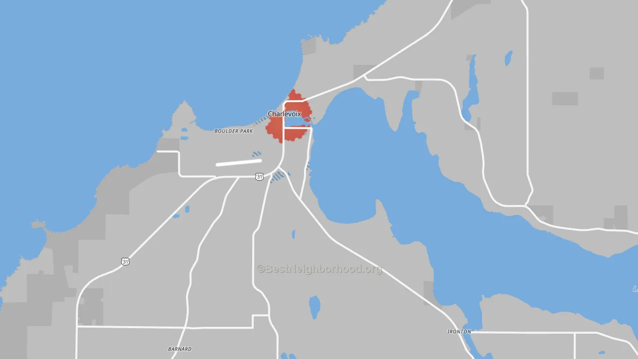 Transit Grade map of Charlevoix, MI