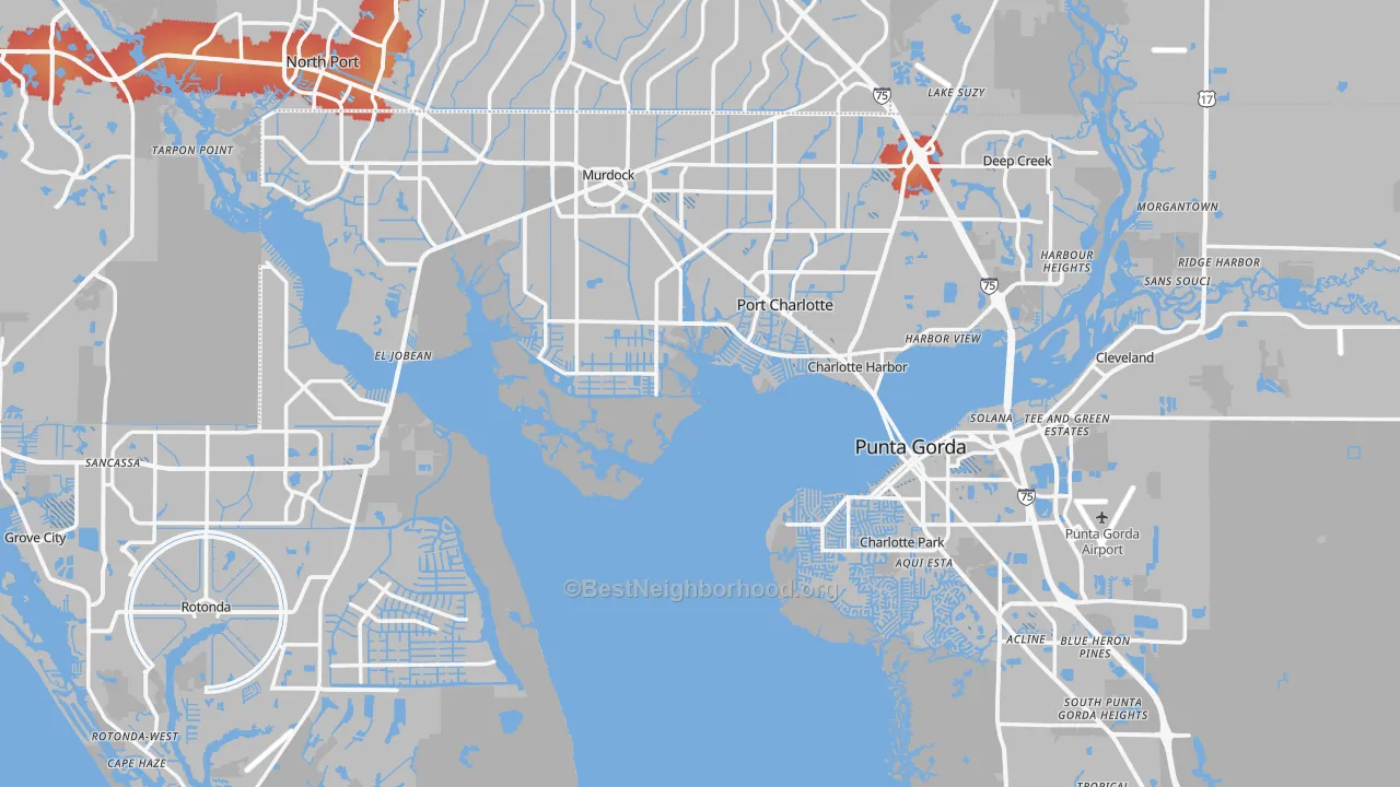 Transit Grade map of Charlotte County, FL