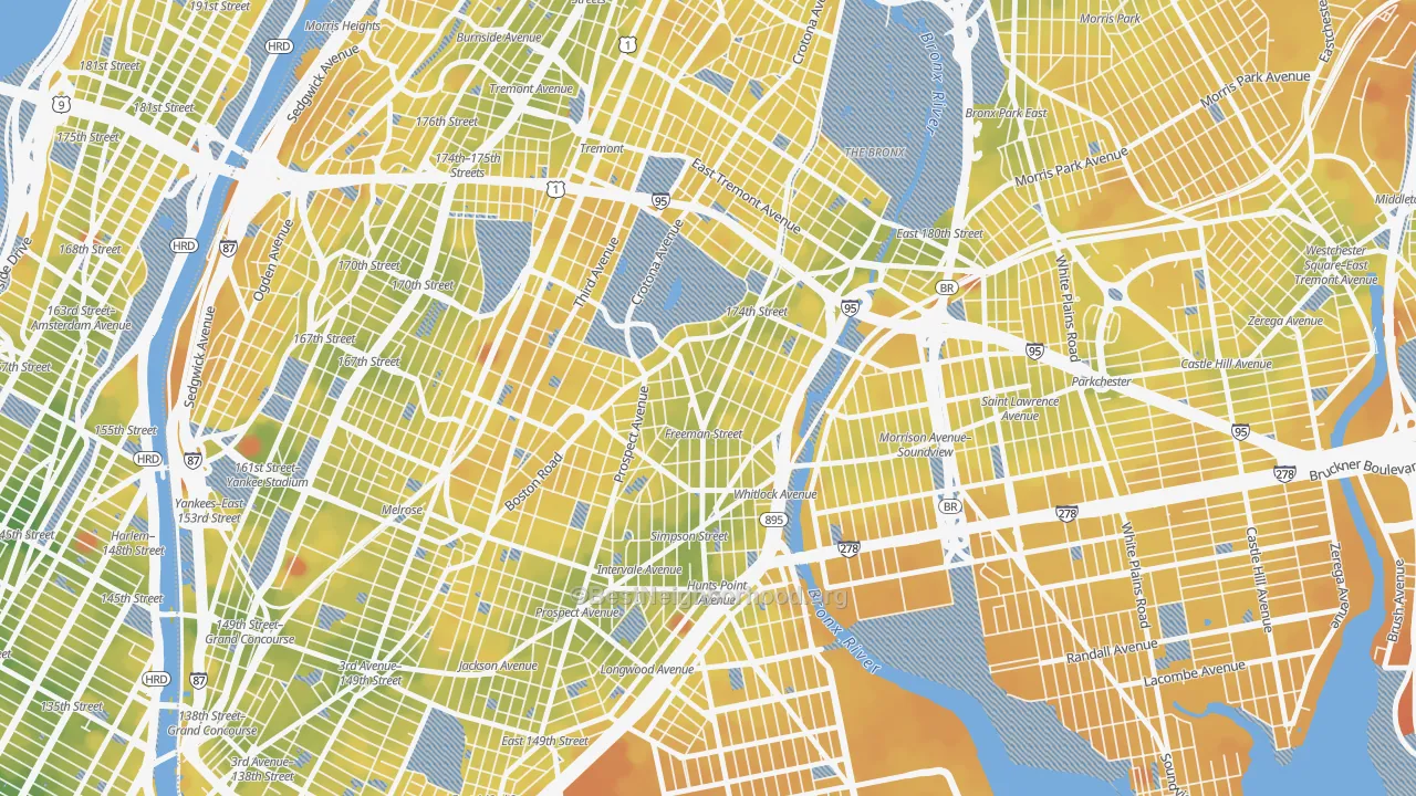Transit Grade map of Charlotte Gardens, Bronx, NY