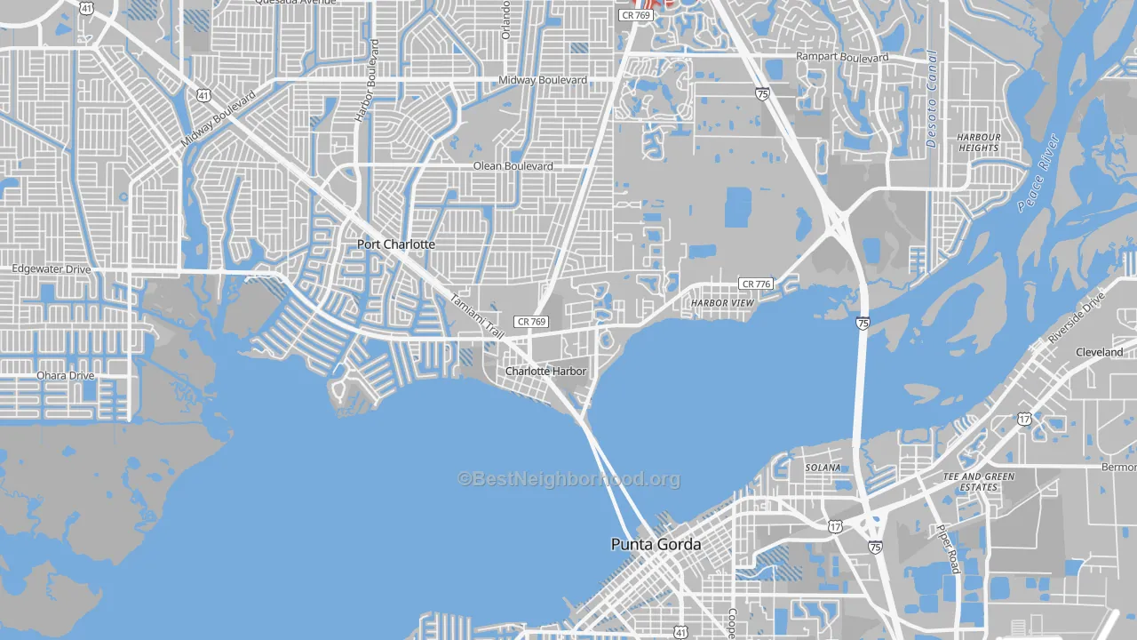 Transit Grade map of Charlotte Harbor, FL