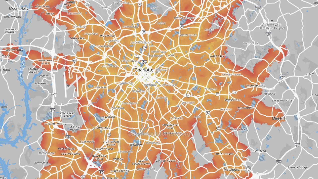 Transit Grade map of Charlotte, NC