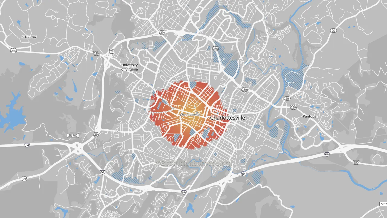 Transit Grade map of Charlottesville City, VA