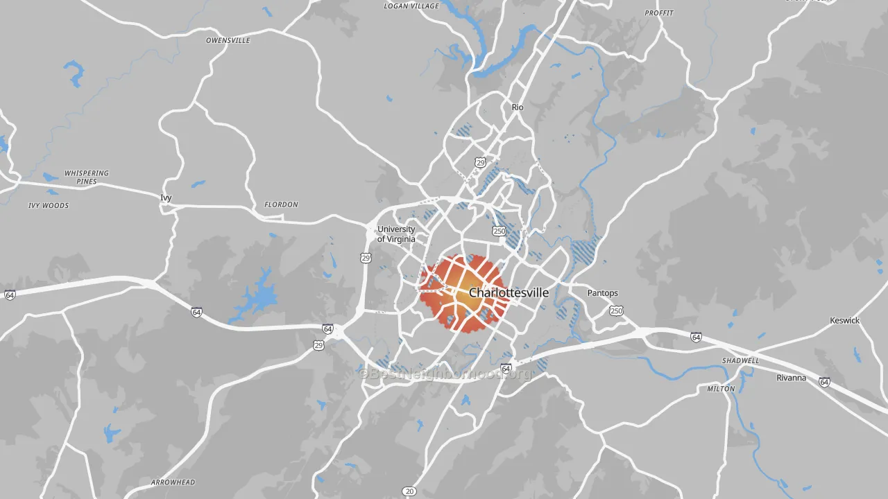 Transit Grade map of Charlottesville, VA