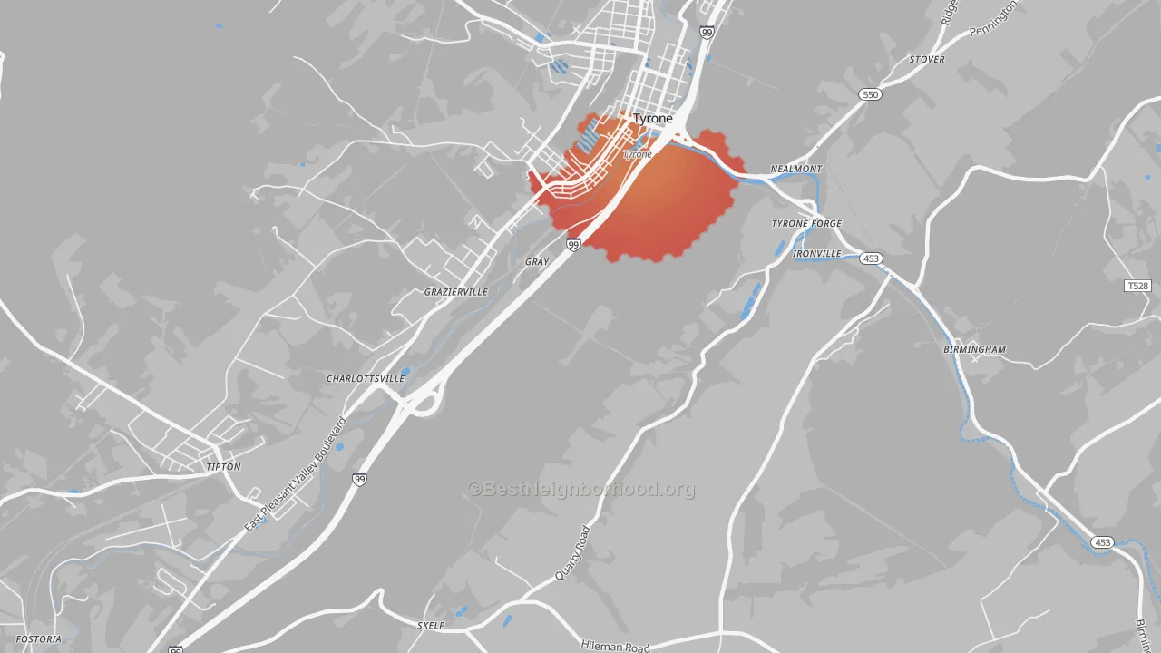 Transit Grade map of Charlottsville, PA
