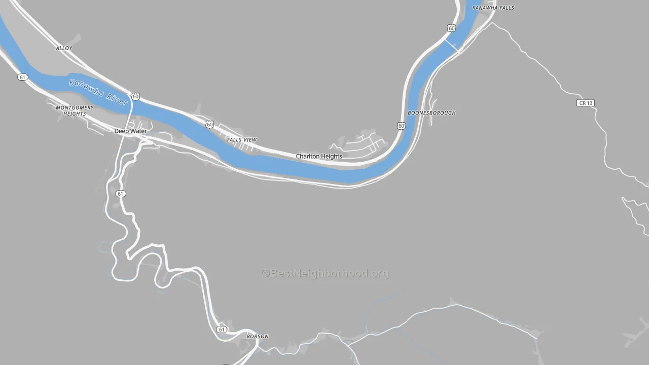 Transit Grade map of Charlton Heights, WV
