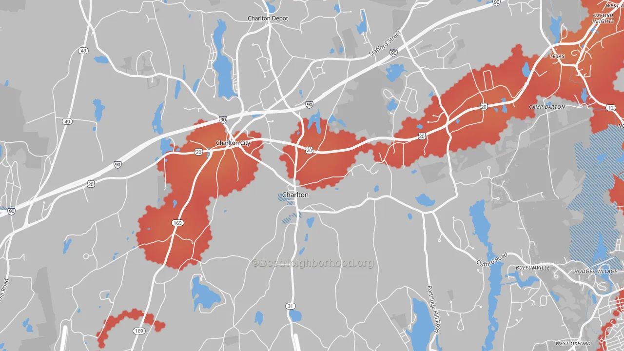 Transit Grade map of Charlton, MA