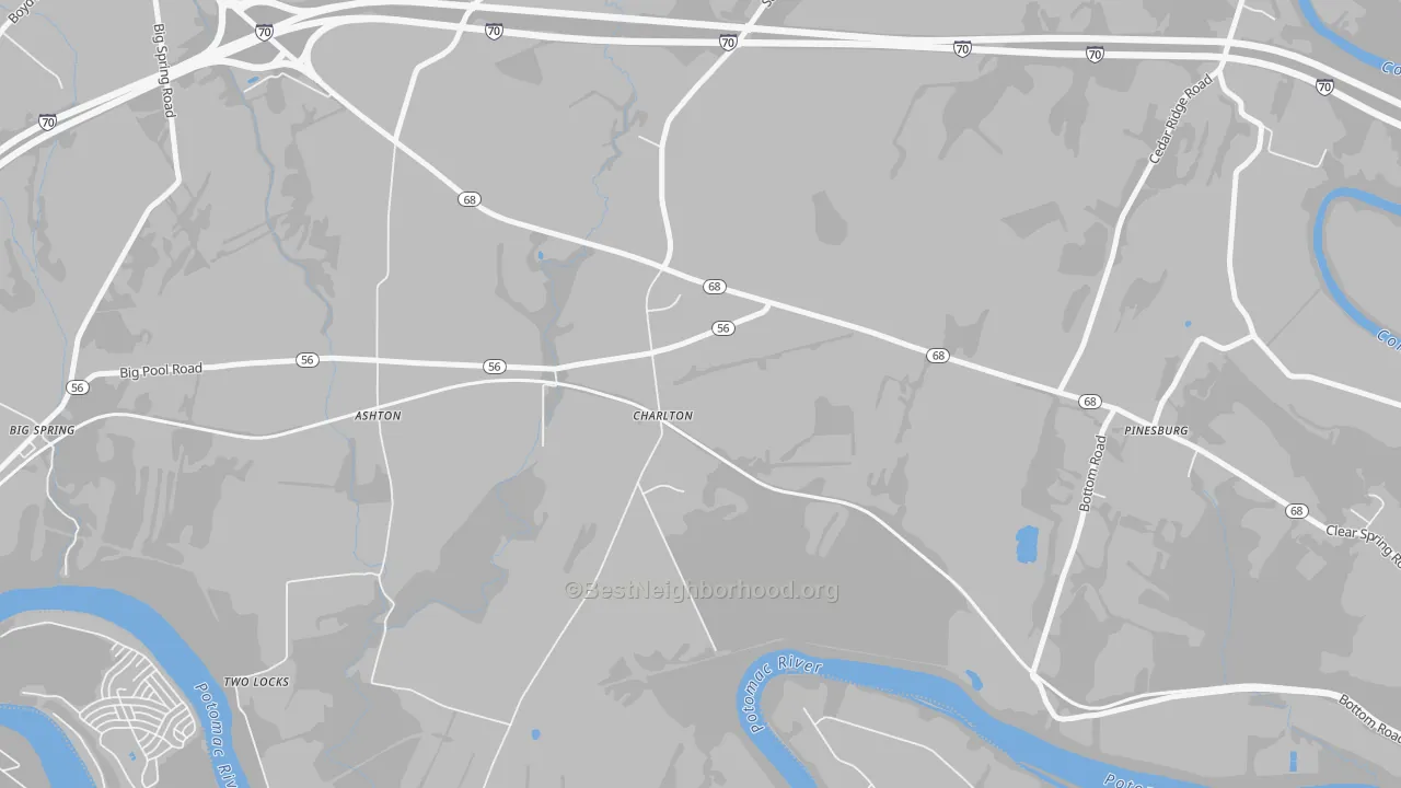 Transit Grade map of Charlton, MD