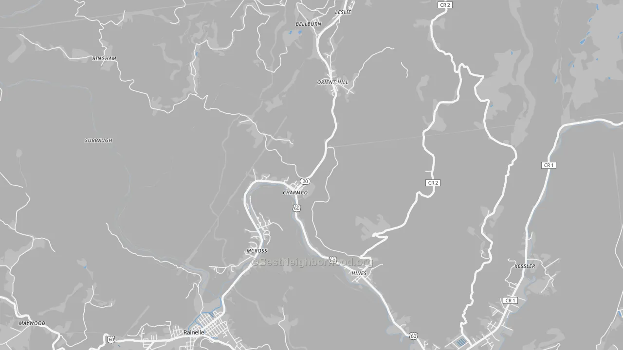 Transit Grade map of Charmco, WV