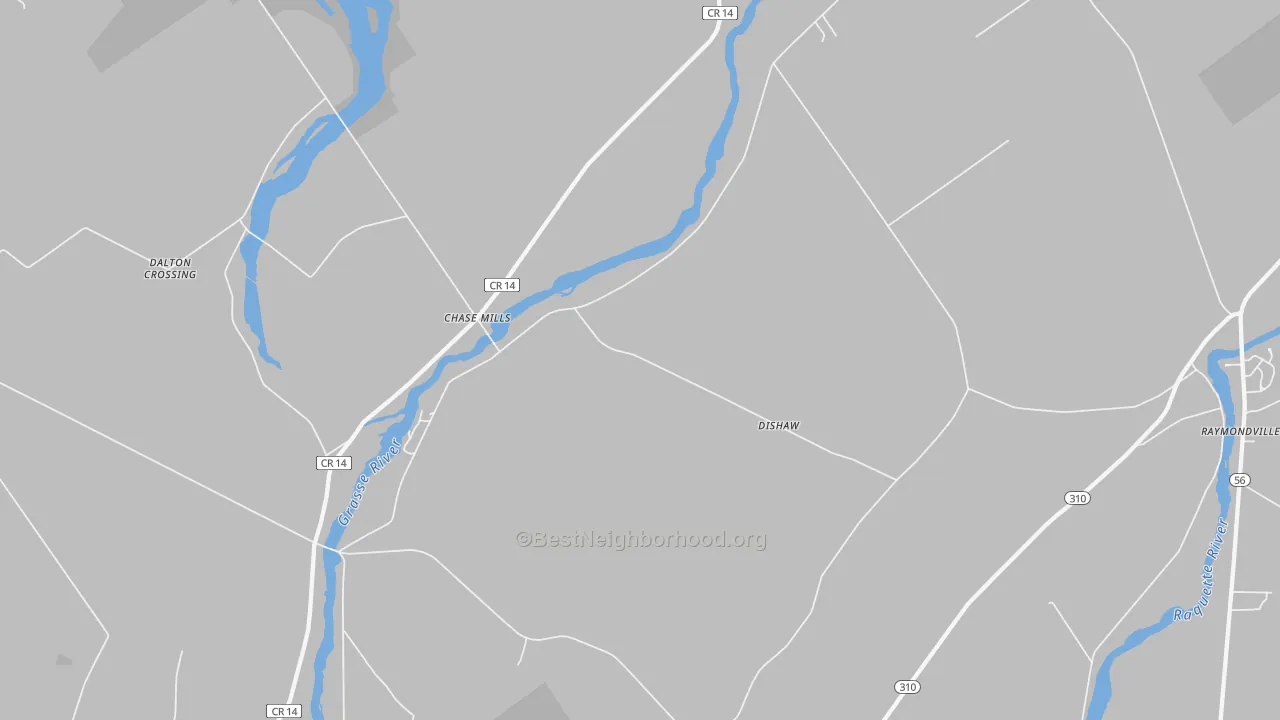 Transit Grade map of Chase Mills, NY