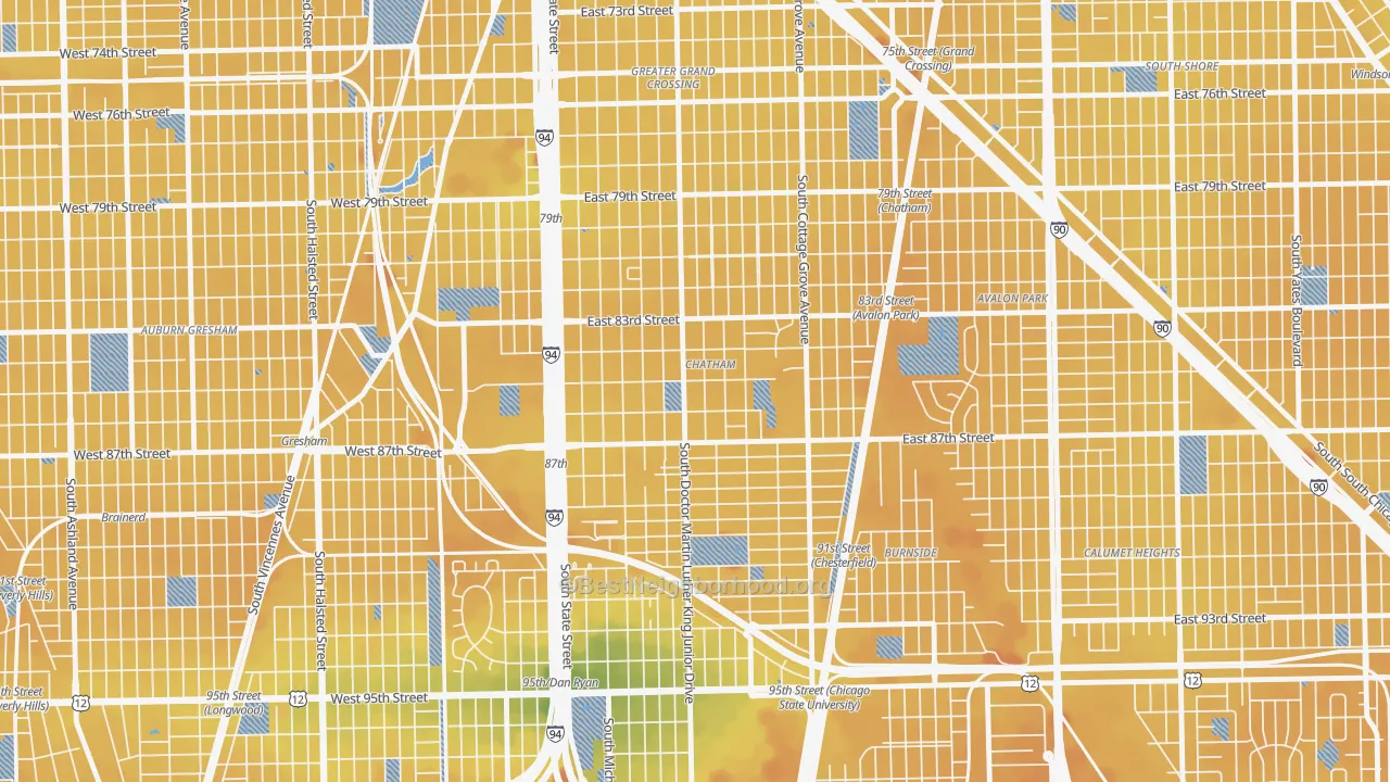 Transit Grade map of Chatham, Chicago, IL