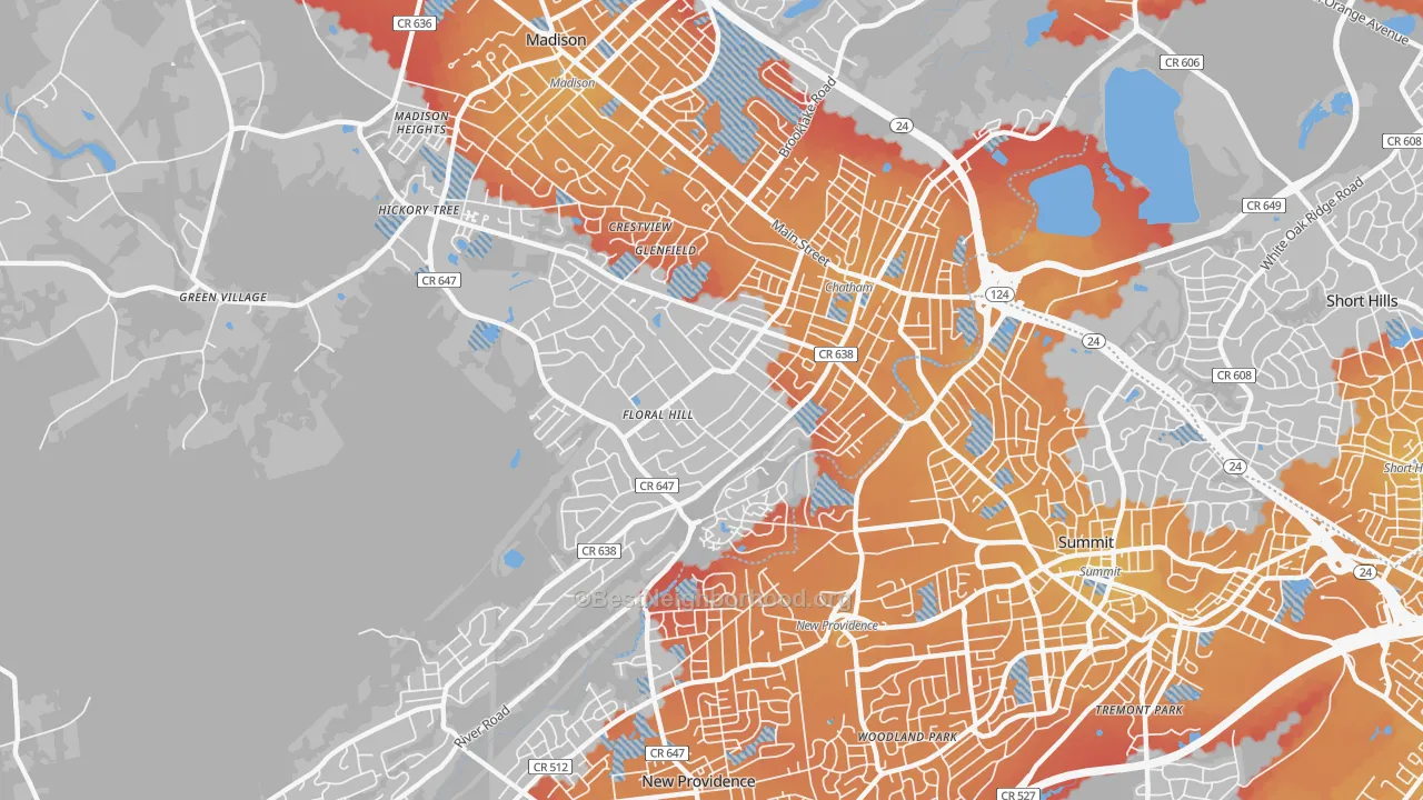Transit Grade map of Chatham, NJ