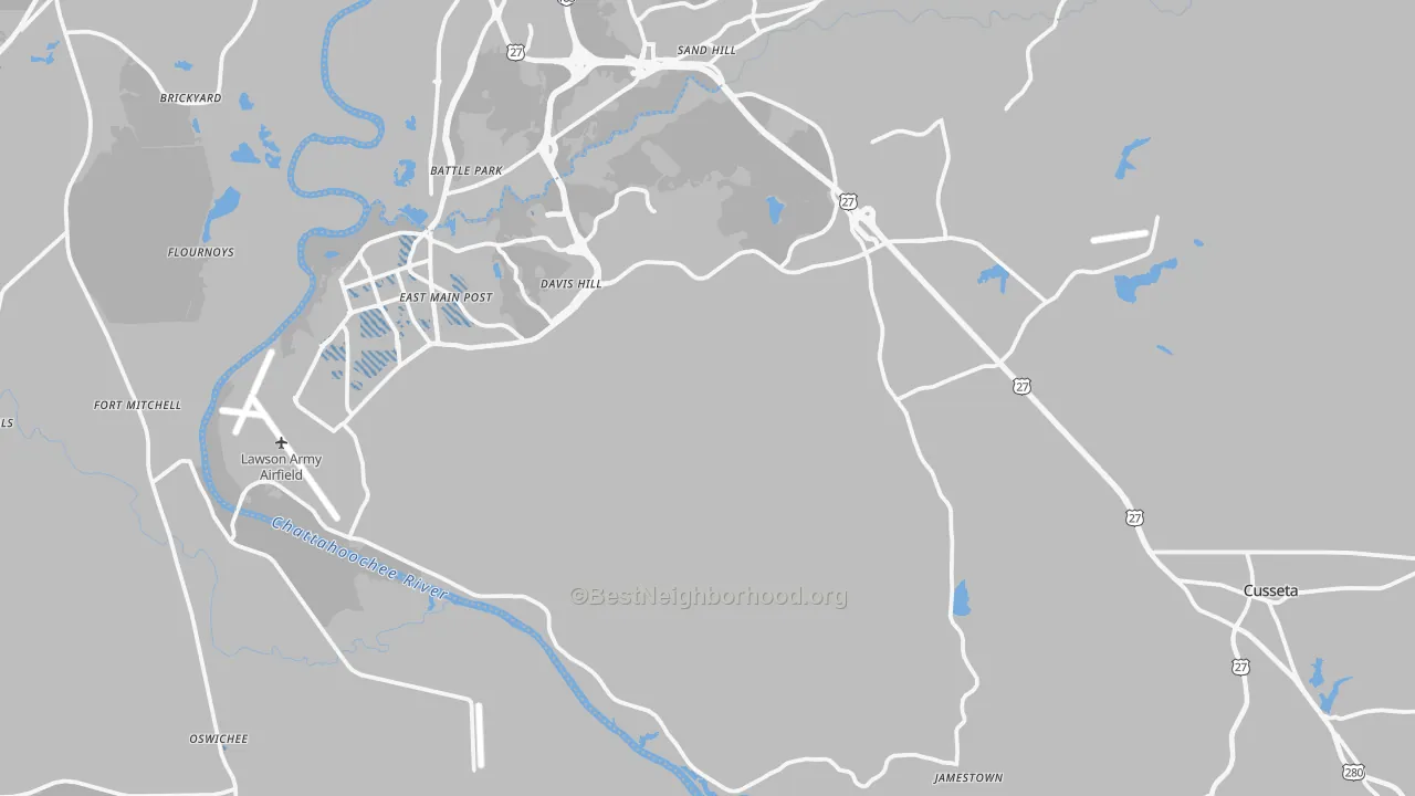 Transit Grade map of Chattahoochee County, GA