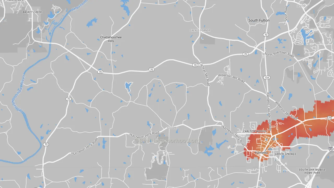 Transit Grade map of Chattahoochee Hills, GA