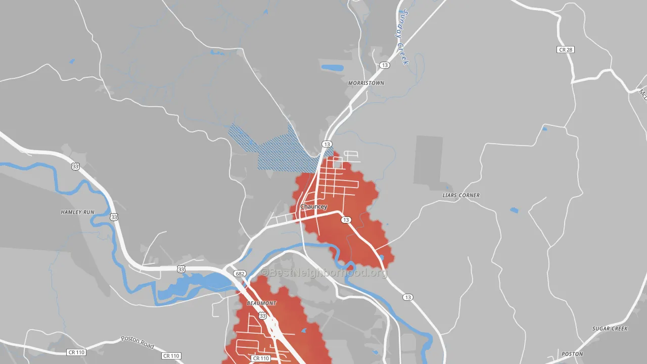 Transit Grade map of Chauncey, OH