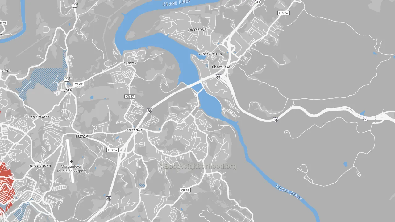 Transit Grade map of Cheat Lake, WV