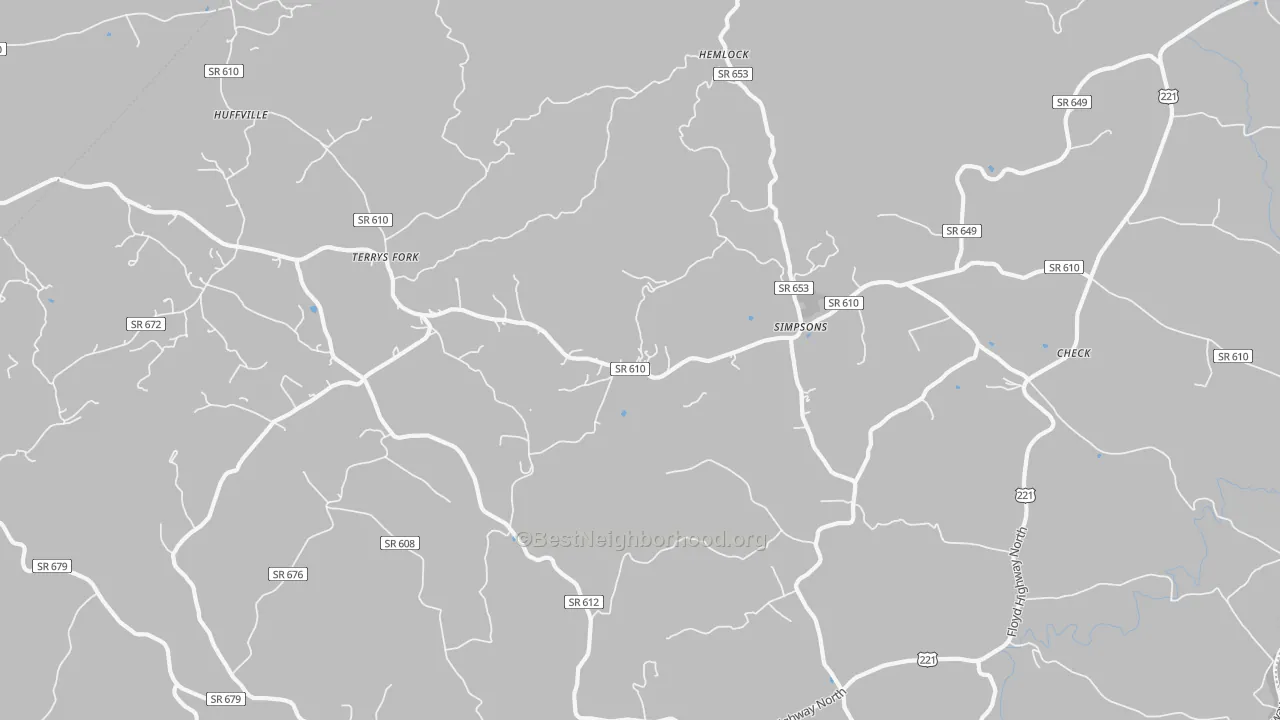 Transit Grade map of Check, VA