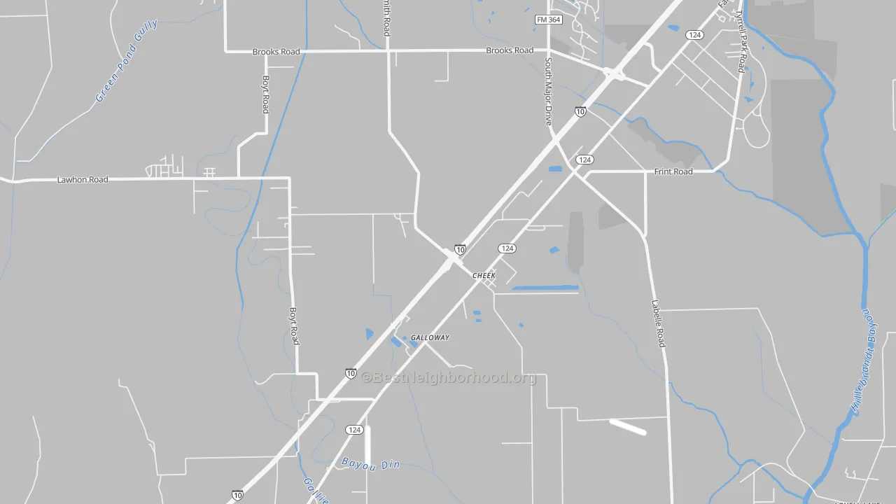 Transit Grade map of Cheek, TX