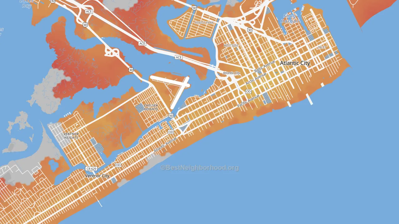 Transit Grade map of Chelsea, Atlantic City, NJ