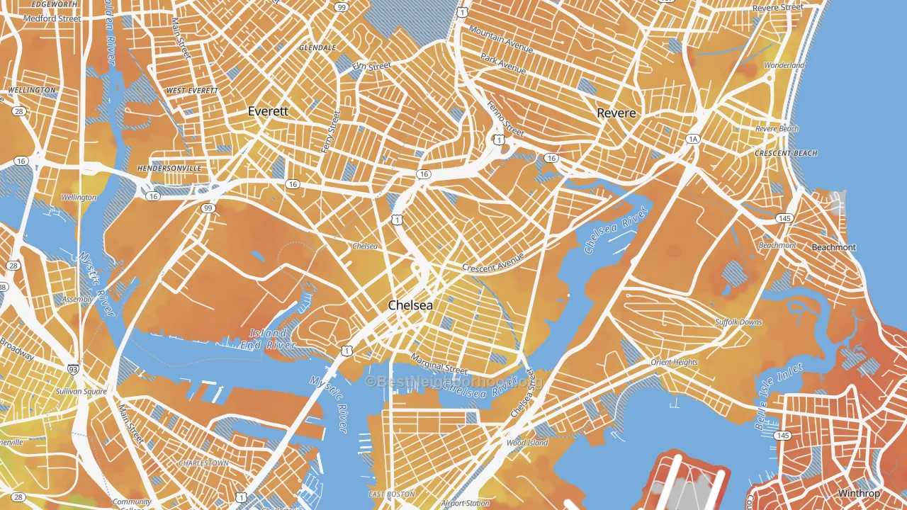 Transit Grade map of Chelsea, MA