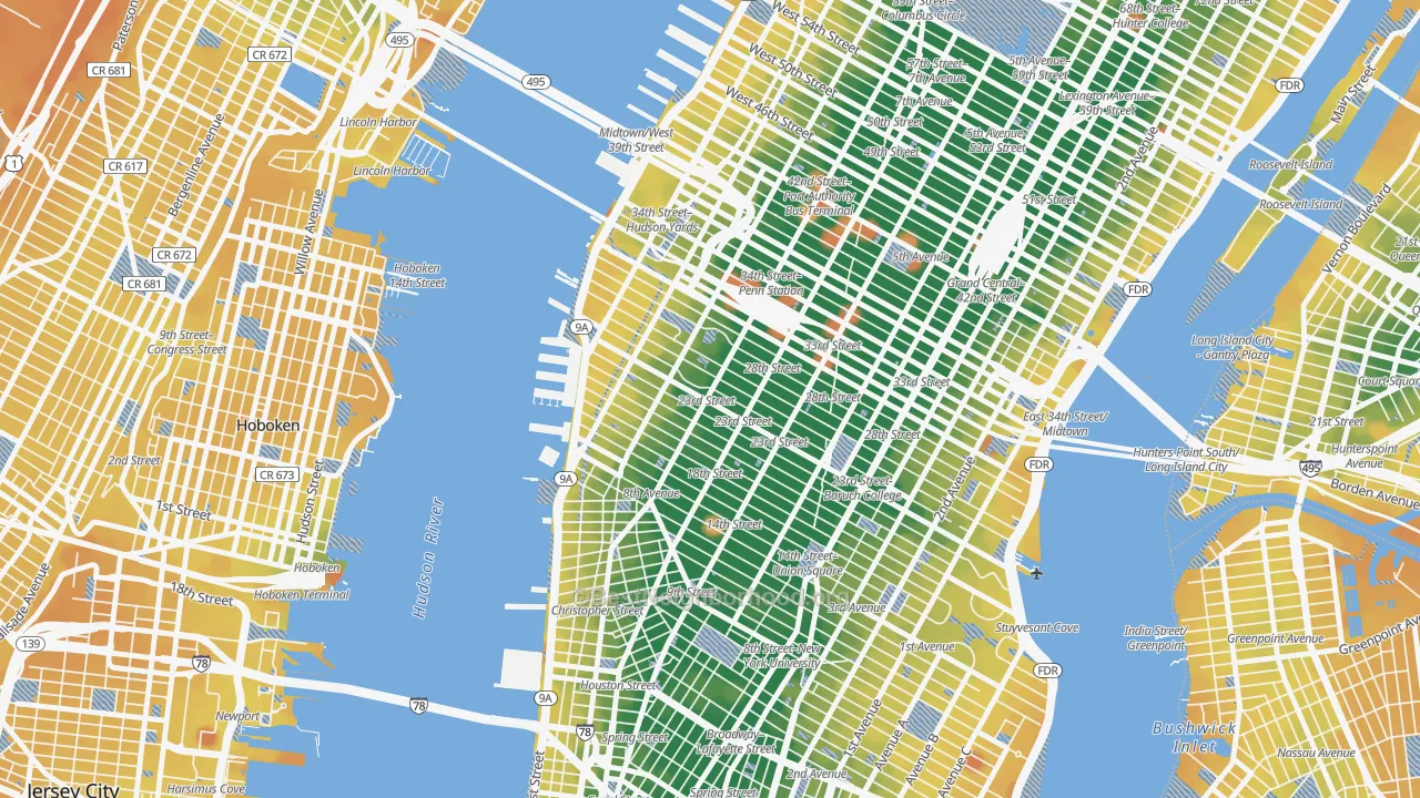 Transit Grade map of Chelsea, Manhattan, NY