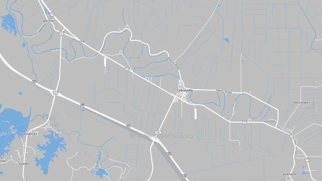 Transit Grade map of Cheneyville, LA