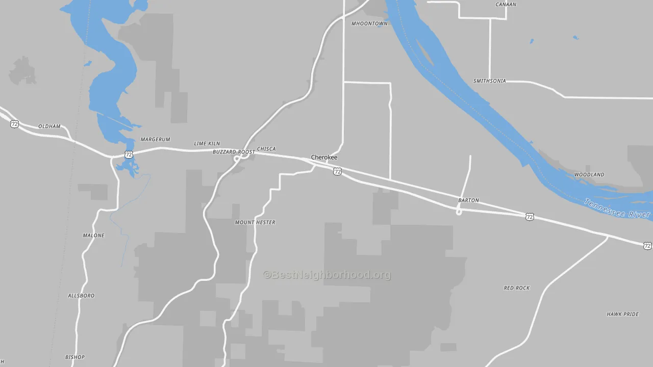Transit Grade map of Cherokee, AL