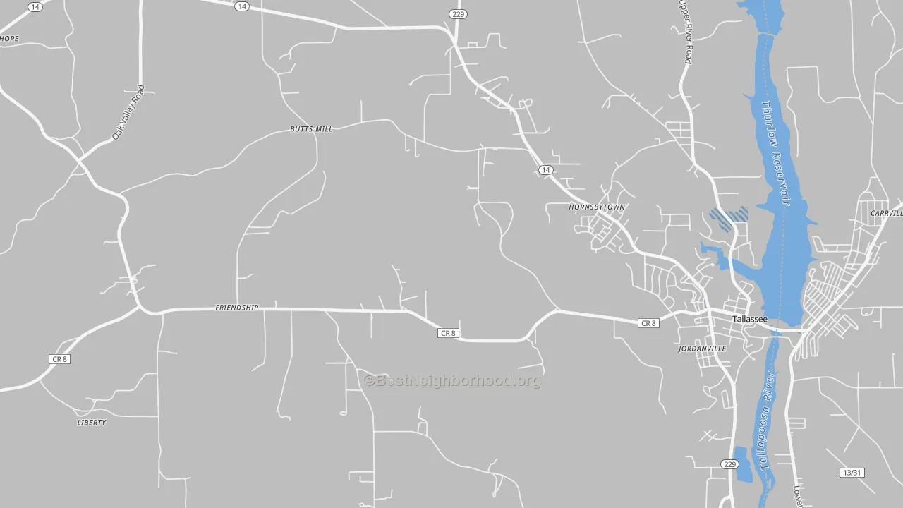 Transit Grade map of Cherokee Bluffs, AL