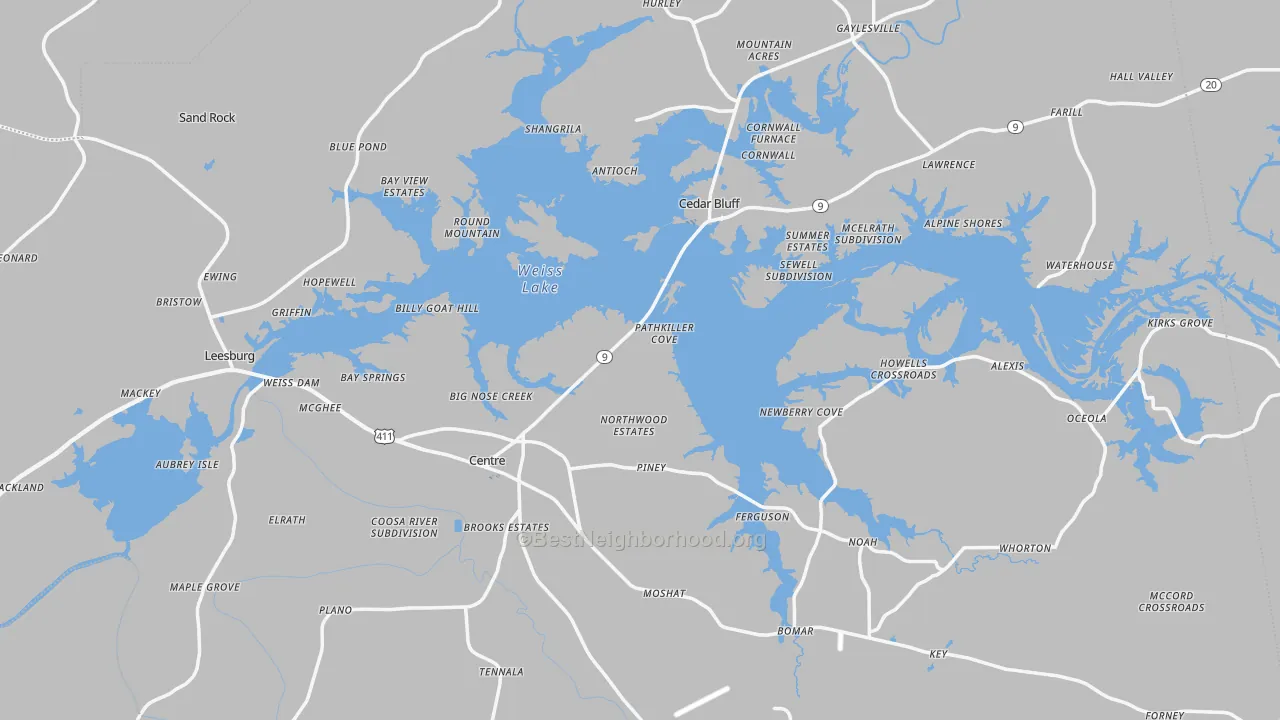 Transit Grade map of Cherokee County, AL