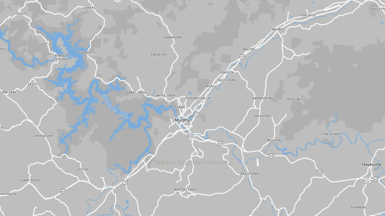 Transit Grade map of Cherokee County, NC