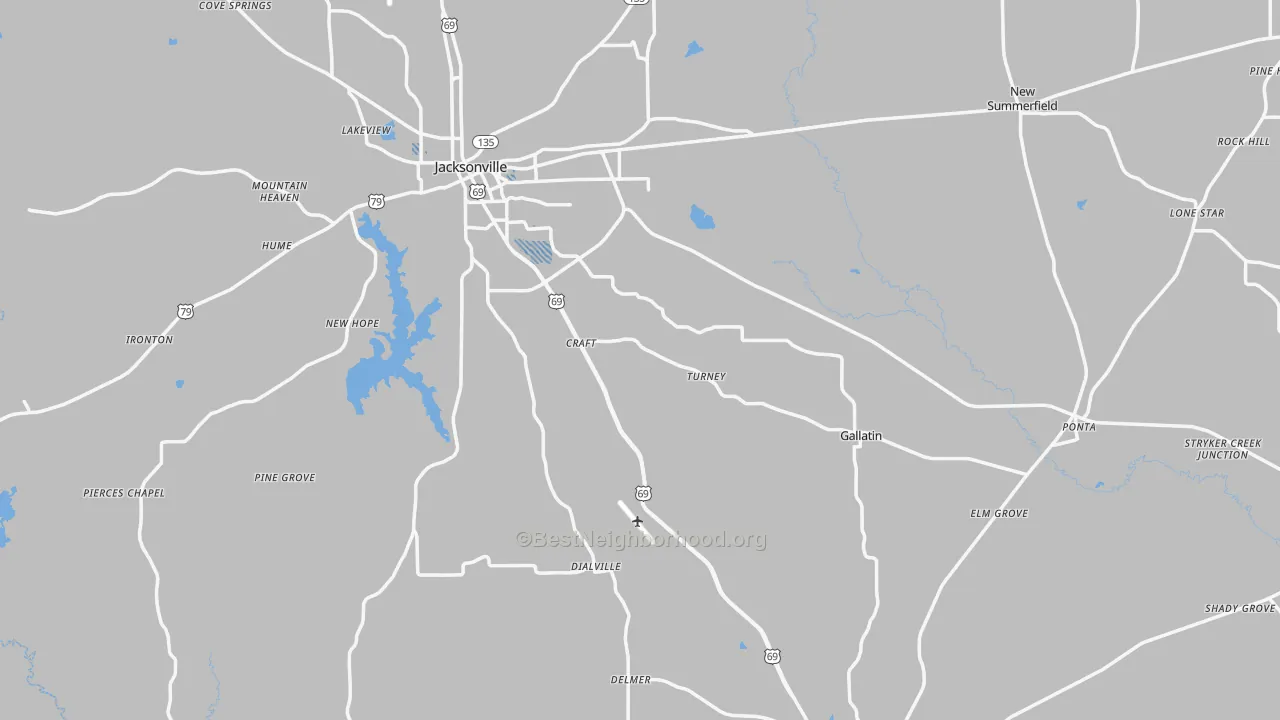 Transit Grade map of Cherokee County, TX