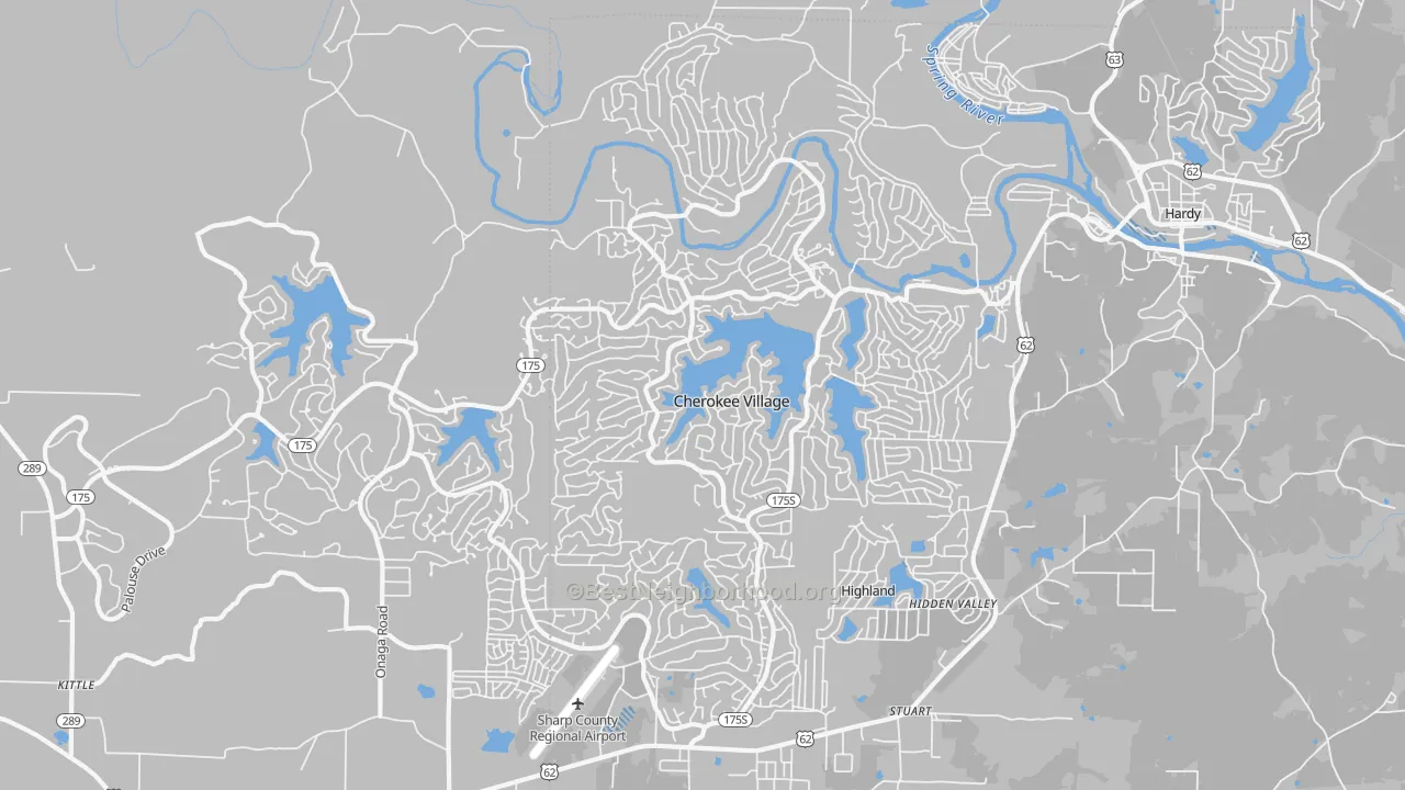Transit Grade map of Cherokee Village, AR