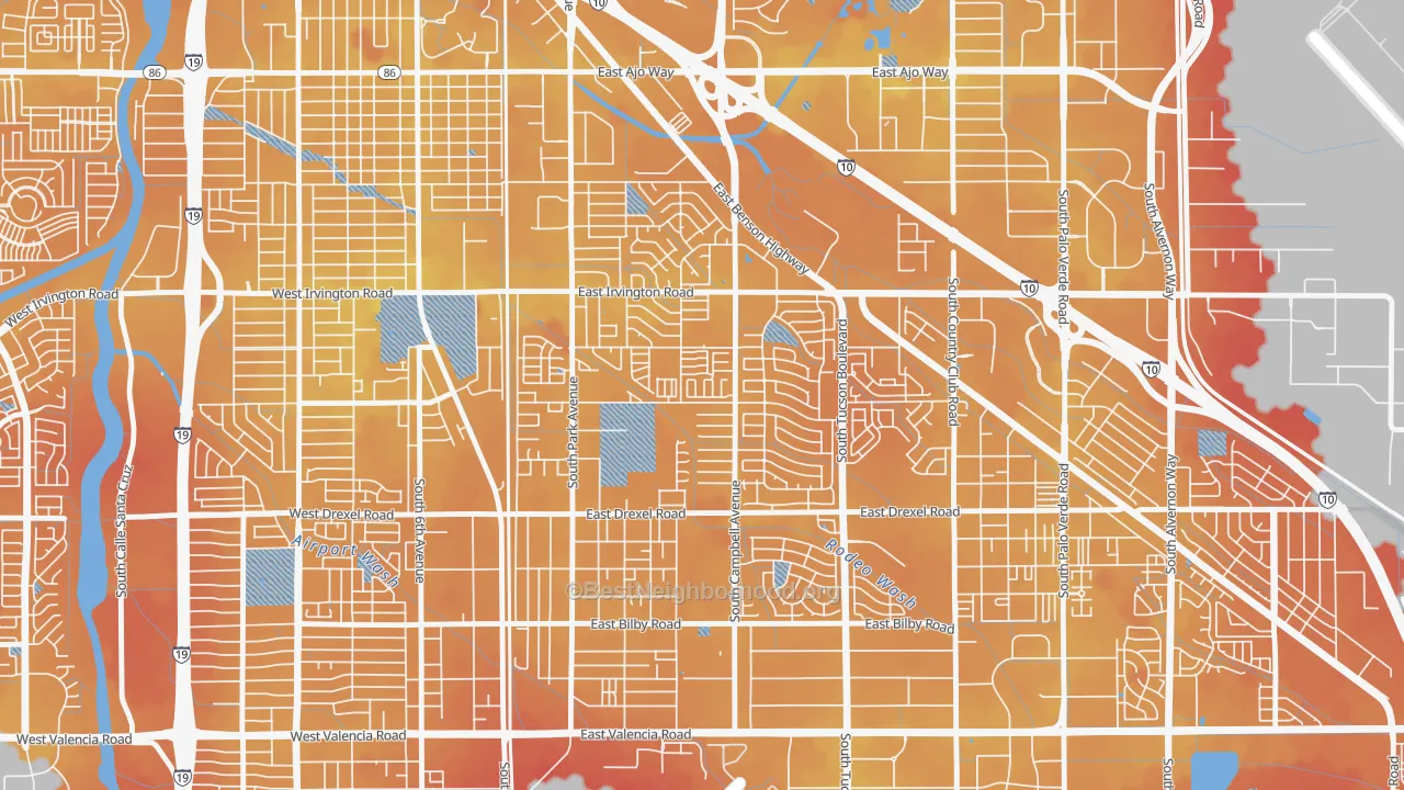 Transit Grade map of Cherry Avenue, Tucson, AZ