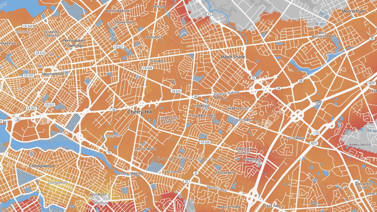 Transit Grade map of Cherry Hill Mall, NJ